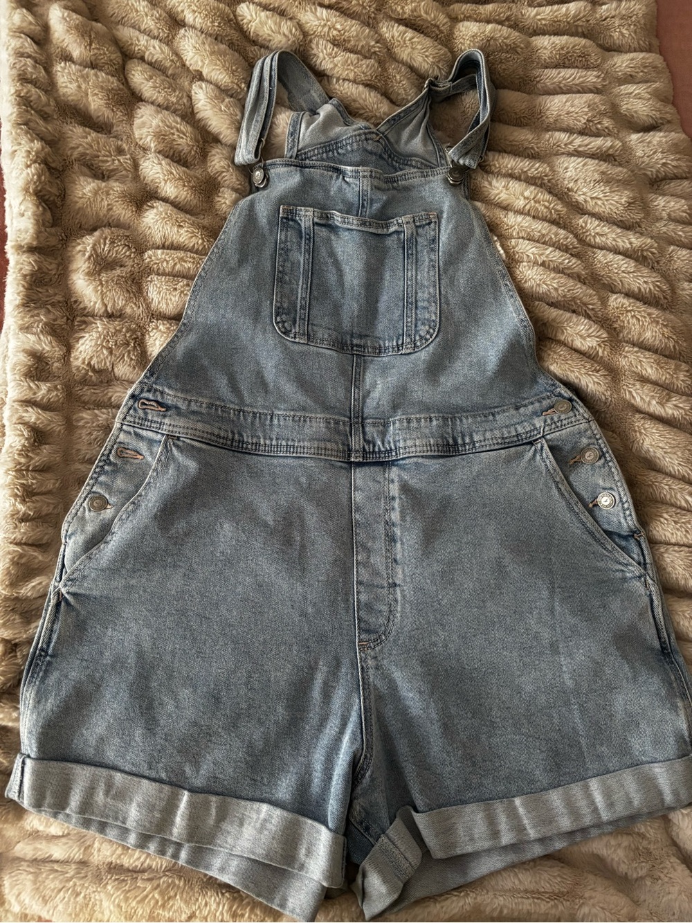 Hollister Light Blue Denim Short Overalls